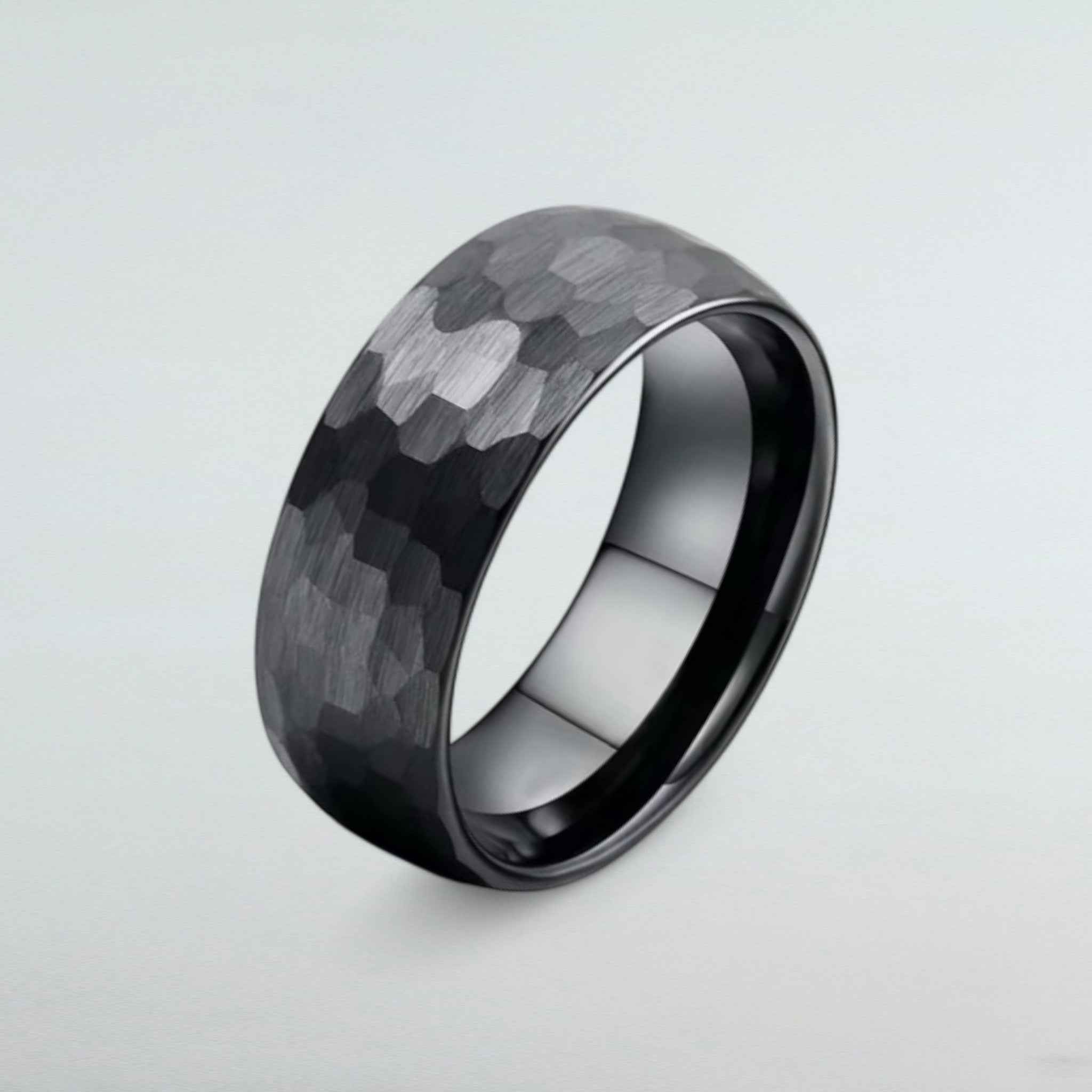 Black Hammered Titanium Ring - 8mm