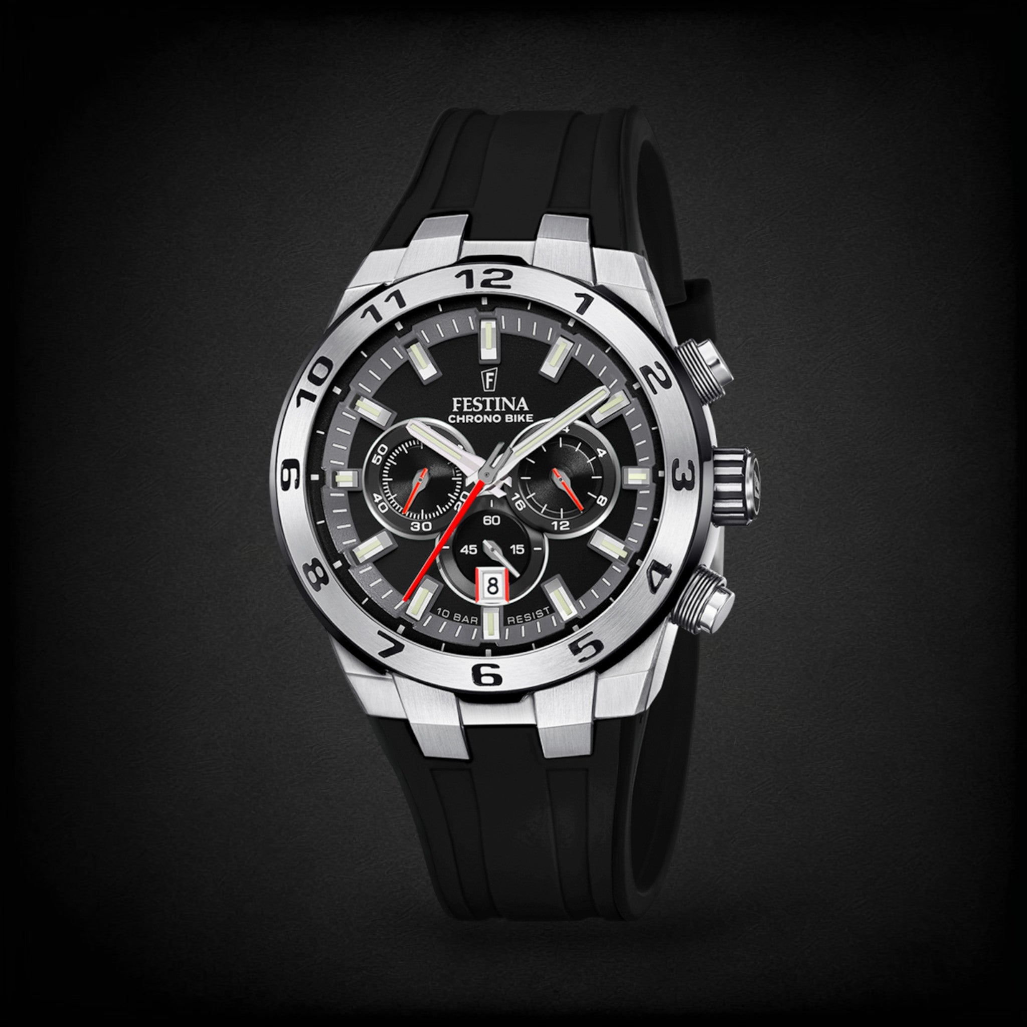 Festina 2024 Chrono Bike Watch - Black with Rubber Strap - F20671/6