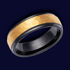 Tungsten Carbide Black & Yellow Hammered Ring - TUR164