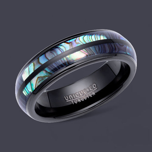 Tungsten Carbide Ring with Abalone Shell Inlay - TUR176