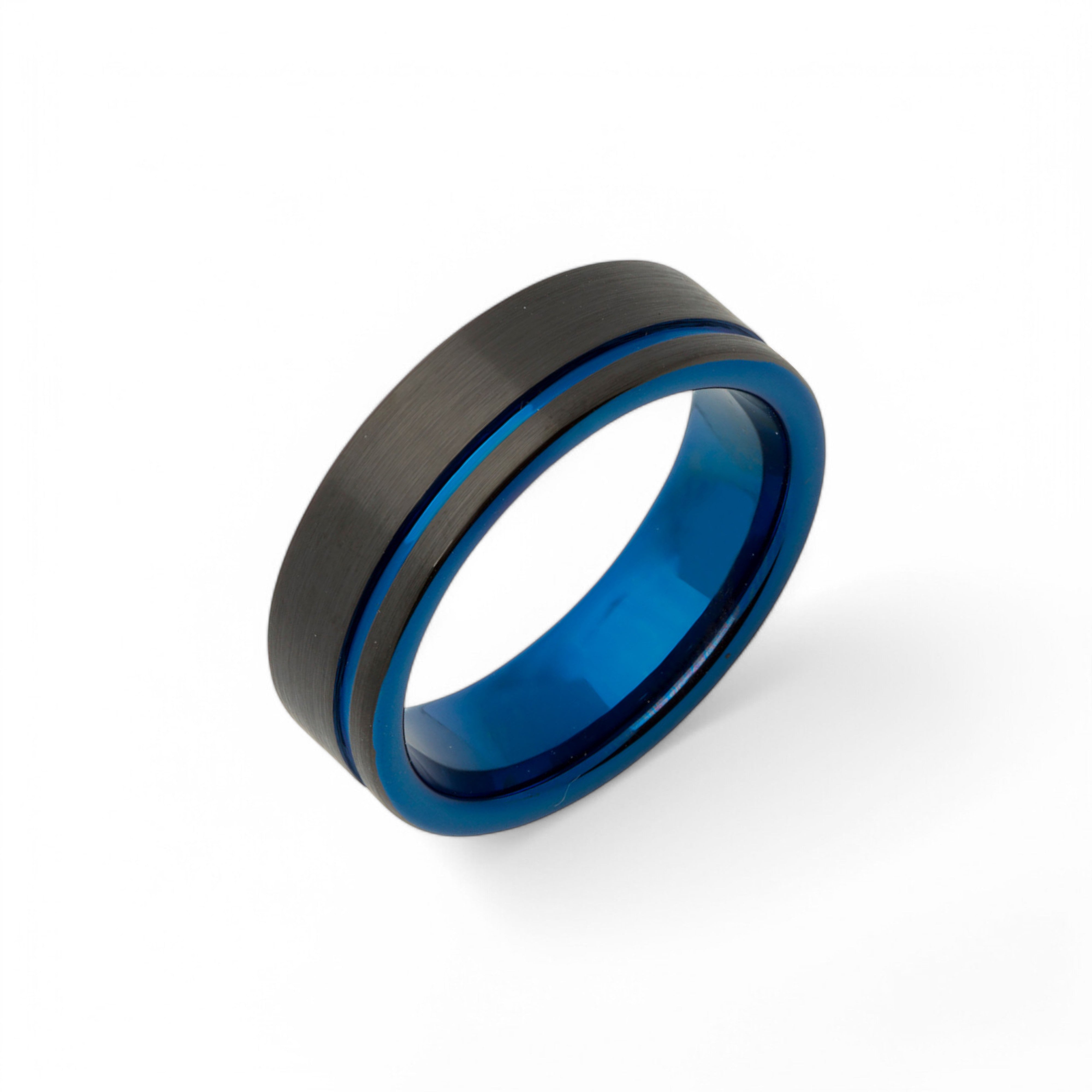 Tungsten Black and Blue Ring - TUR58