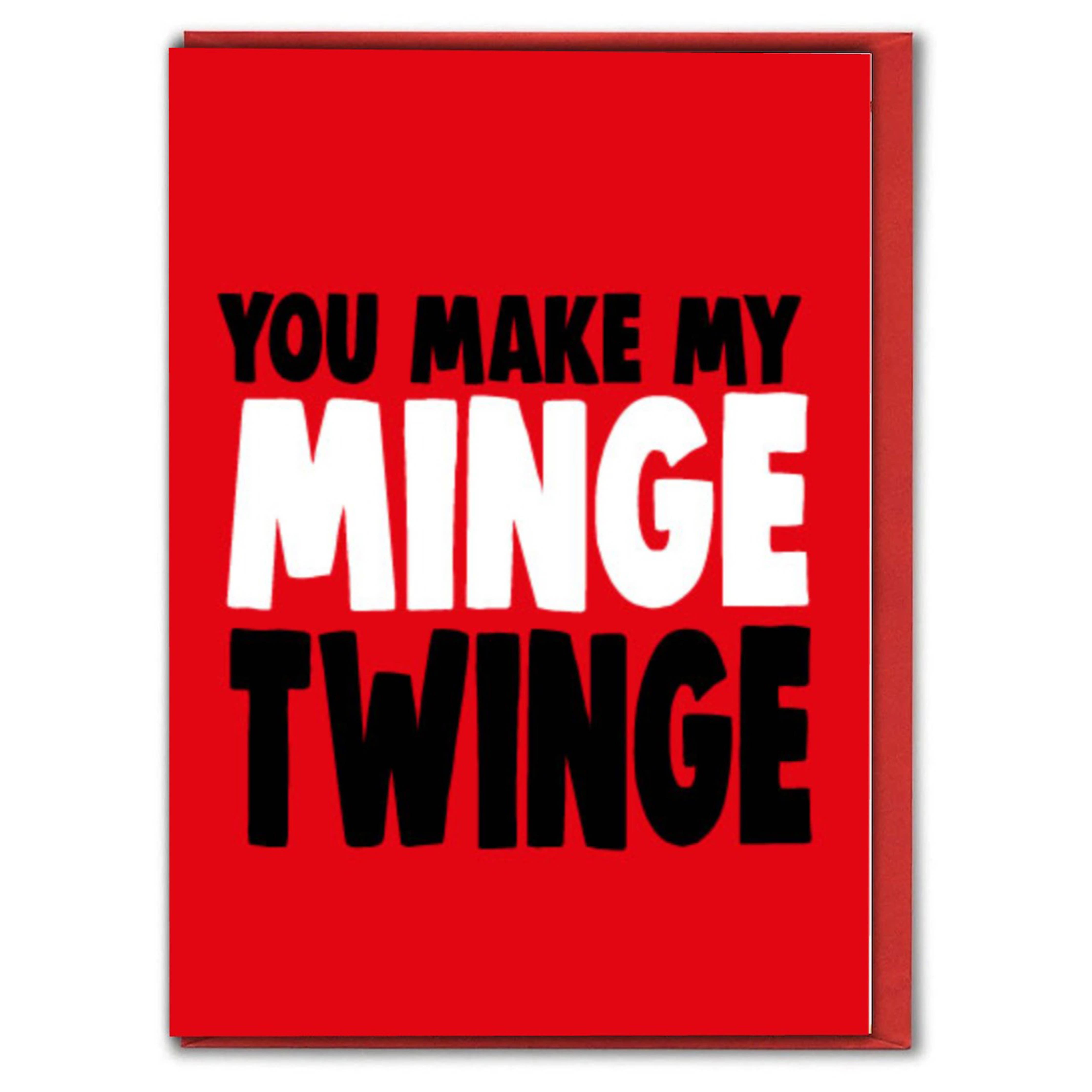 Funny Valentine's card You Make My Minge Twinge V204