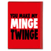 Funny Valentine's card You Make My Minge Twinge V204