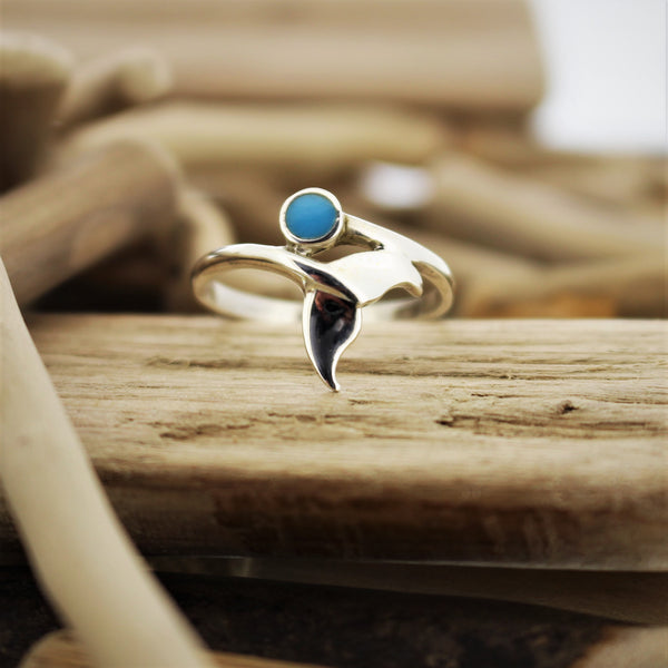 Whale Tail Ring with Turquoise