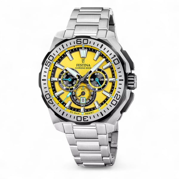 Festina 2025 Chrono Bike Watch - Yellow With Steel Strap - F20724/4