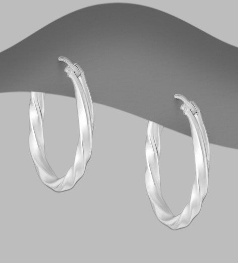 Silver Twist Hoop Earrings