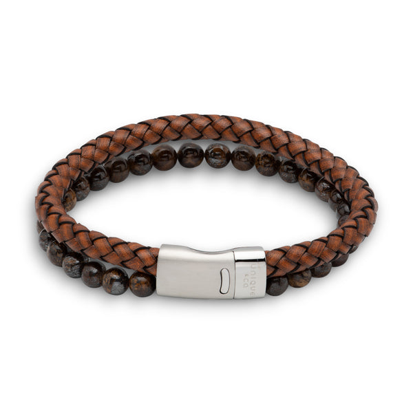 Brown Leather & Bead Bracelet