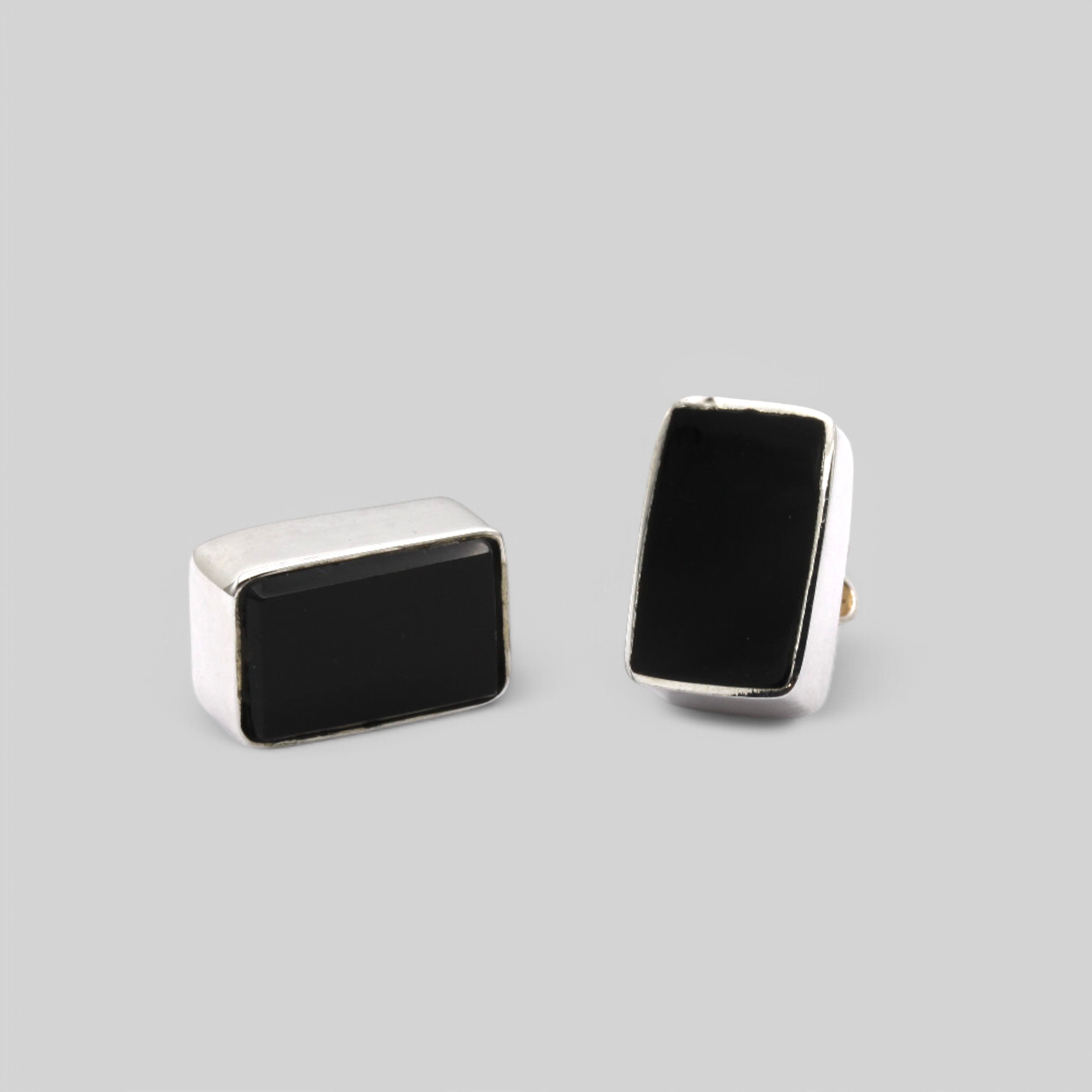 Sterling Silver and Black Agate Earrings