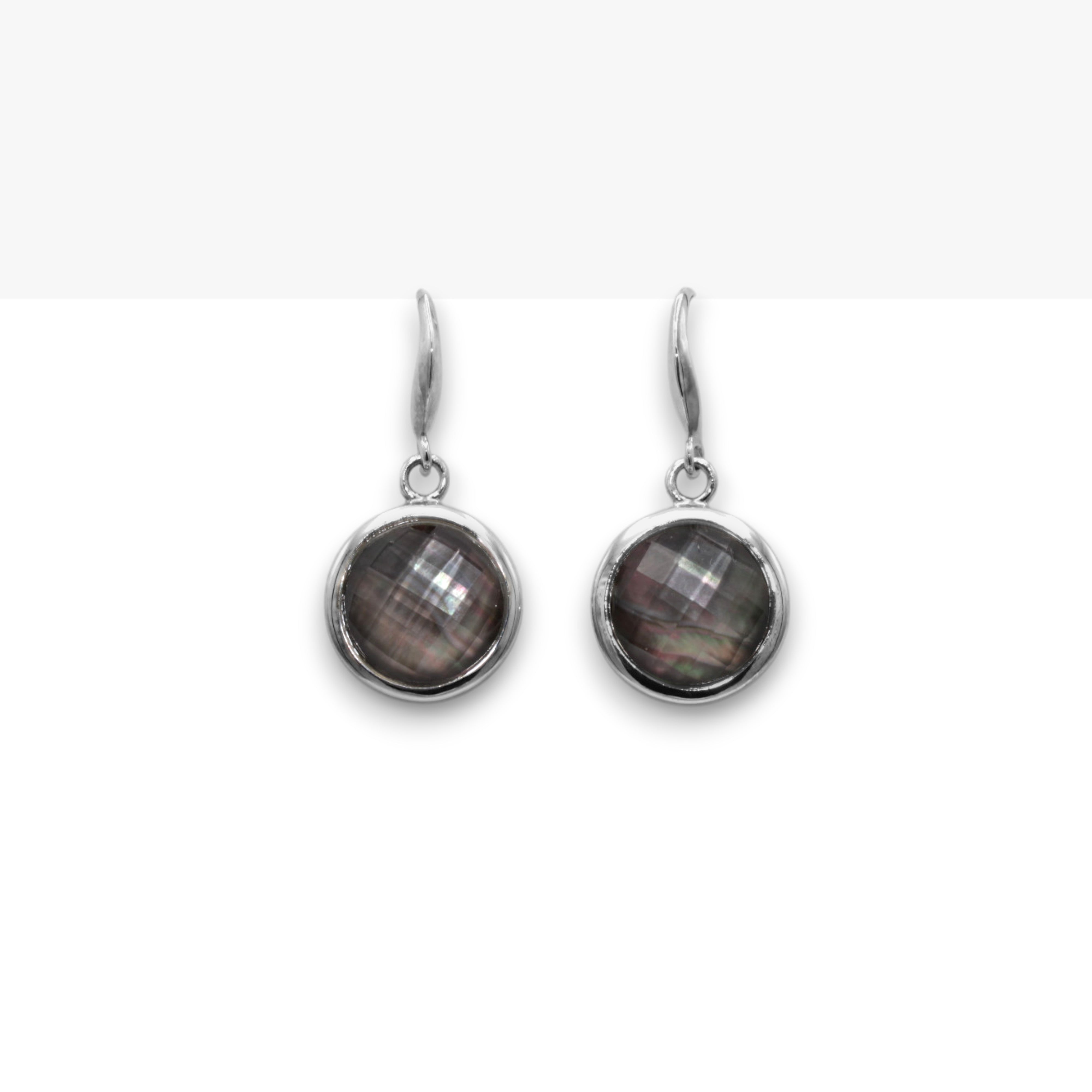 Sterling Silver Mother of Pearl and Crystal Earrings