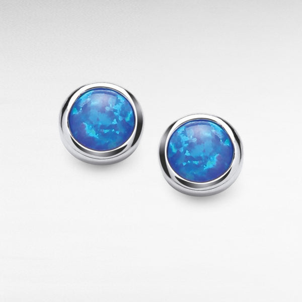Sterling Silver Blue Opalique Earrings