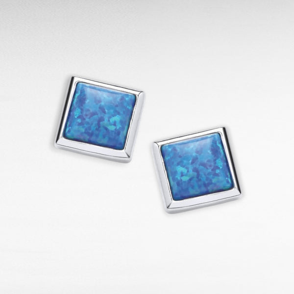 Sterling Silver & Opalique Square Earrings