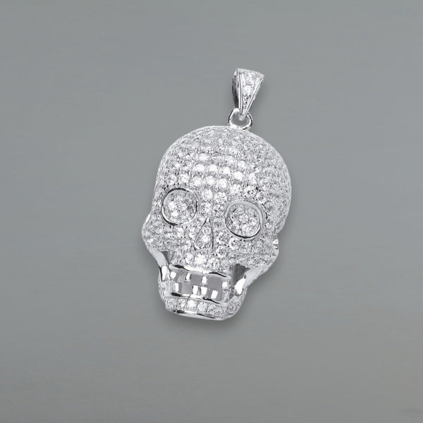 Sterling Silver Skull Pendant – Cubic Zirconia Encrusted