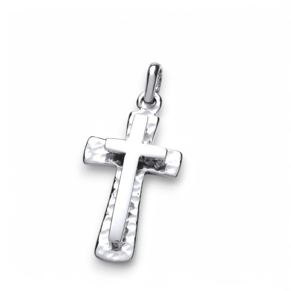 Silver Double Crafted Cross Pendant