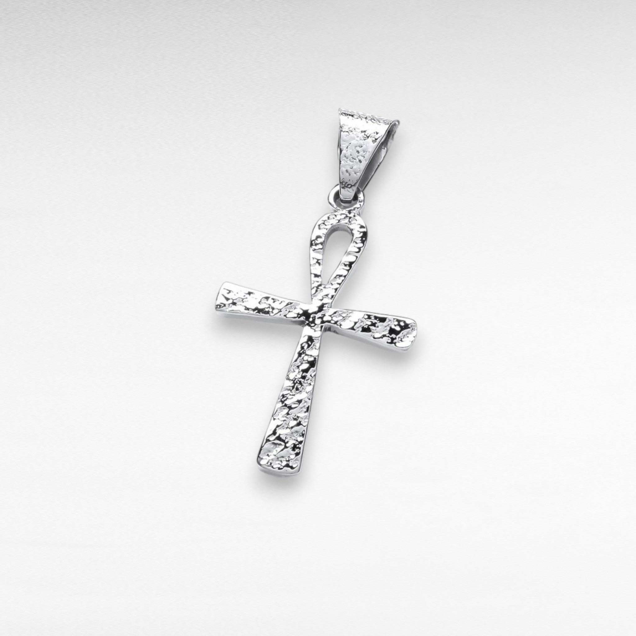 Silver Inca Hammered Cross Pendant