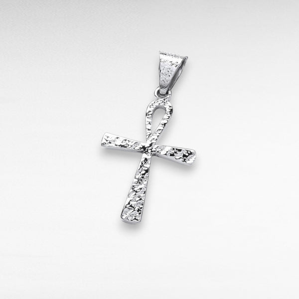 Silver Inca Hammered Cross Pendant