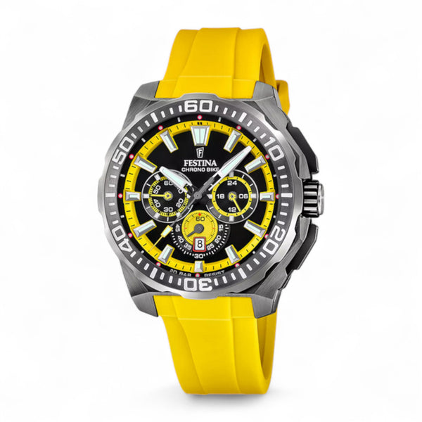 Festina 2025 Chrono Bike Watch - Yellow Rubber Strap - F20725/1