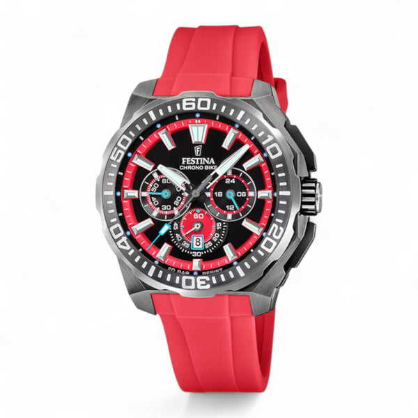 Festina 2025 Chrono Bike Watch - Red Rubber Strap - F20725/5