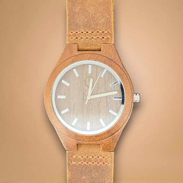 Men's Wooden Watch with Leather Strap