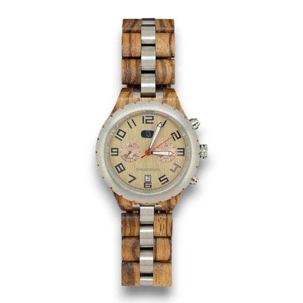 Wooden Watch With Dual Time Zone