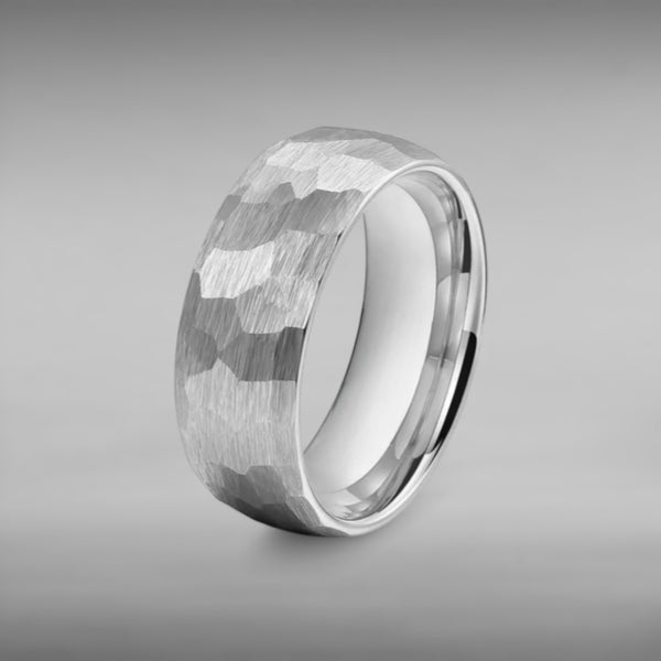 Silver Hammered Titanium Ring - 8mm