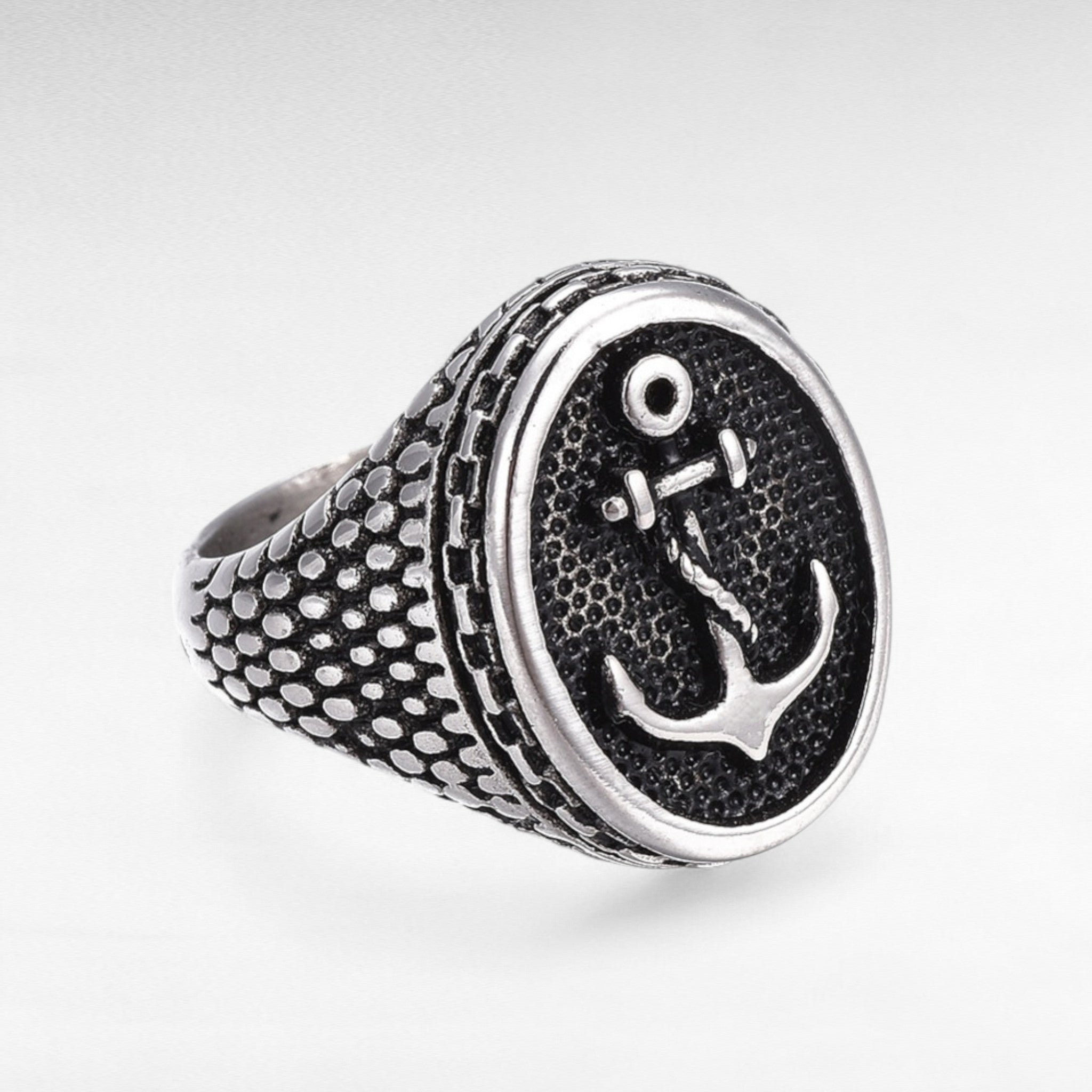 Stainless Steel Anchor Signet Ring