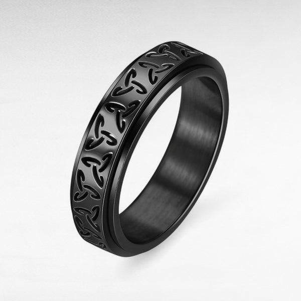Black Stainless Steel Triquetra Spin Ring – 6mm