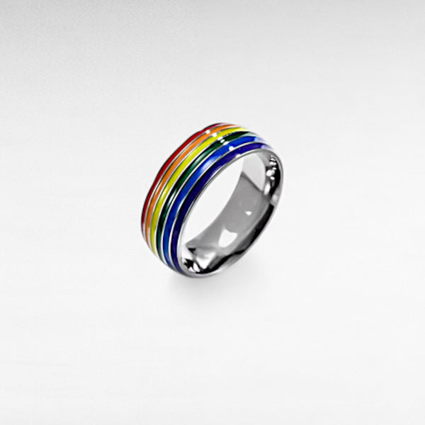 Stainless Steel Pride Colours Ring - 8mm