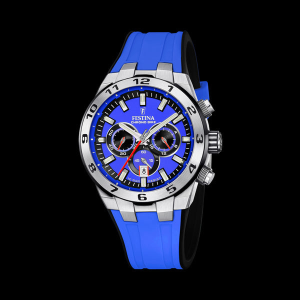 Festina 2024 Chrono Bike Watch - Blue with Rubber Strap - F20671/3