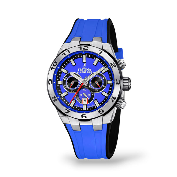 Festina 2024 Chrono Bike Watch - Blue with Rubber Strap - F20671/3