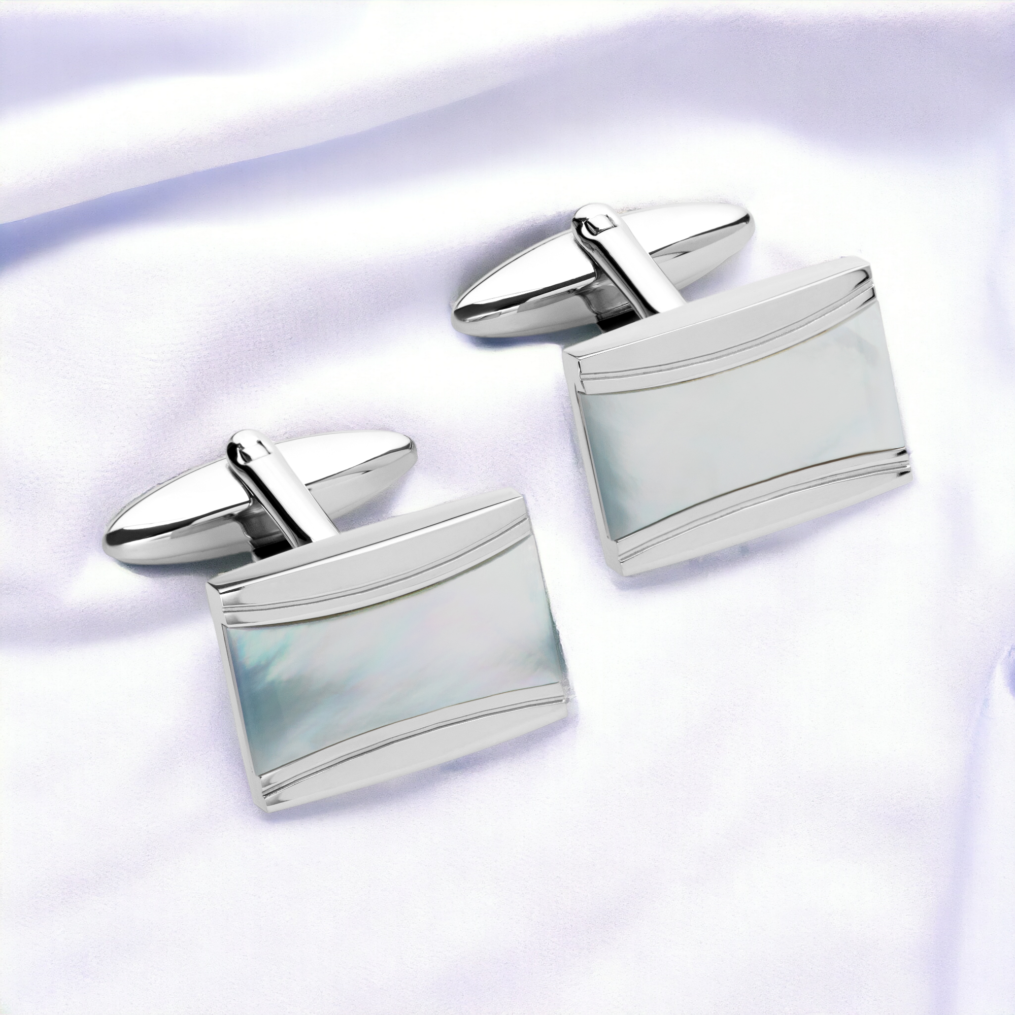 Stainless Steel Cufflinks with Mother of Pearl - QC284