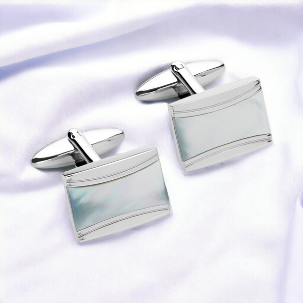 Stainless Steel Cufflinks with Mother of Pearl - QC284