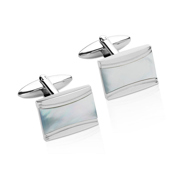 Stainless Steel Cufflinks with Mother of Pearl - QC284