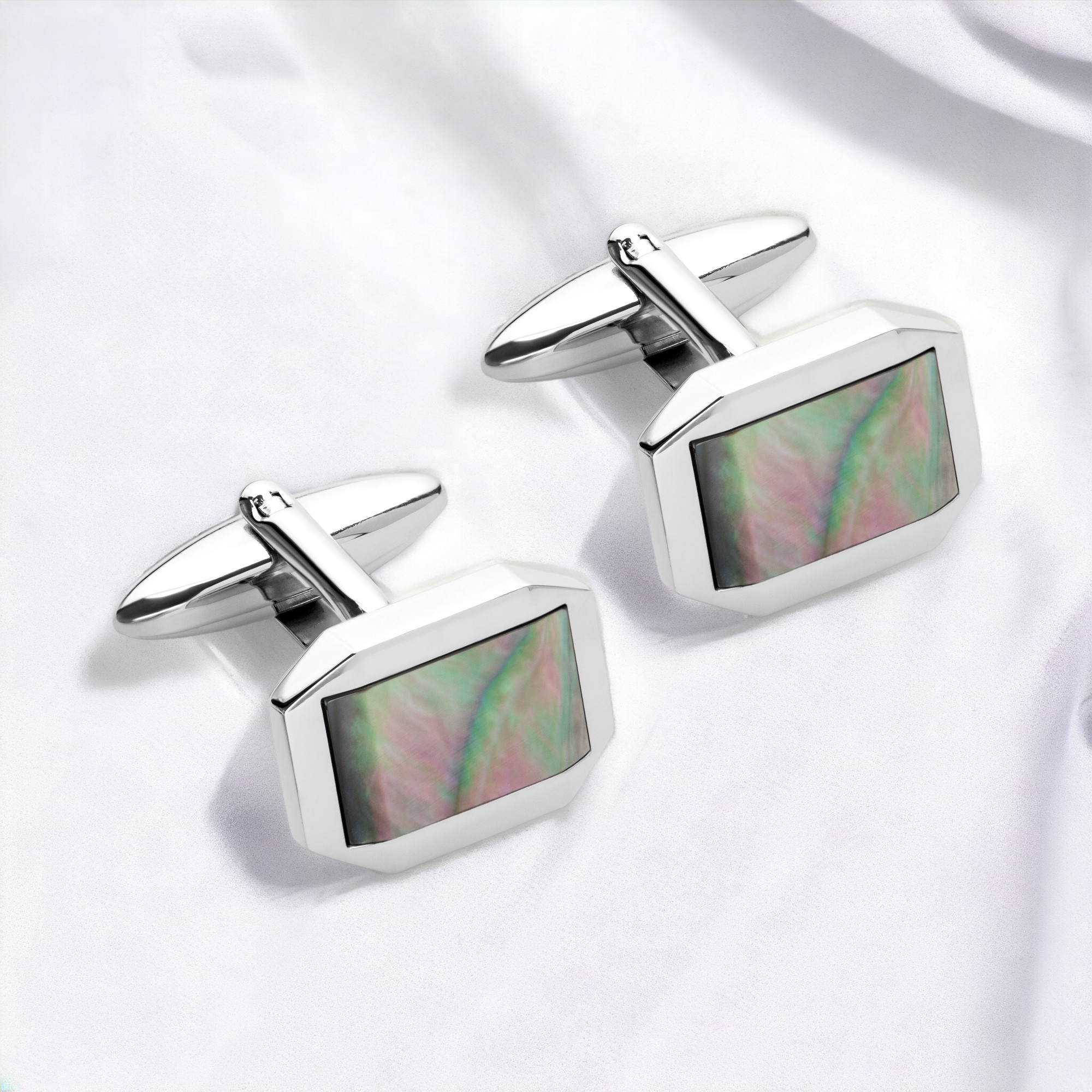 Stainless Steel Cufflinks with Mother of Pearl - QC285