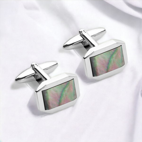Stainless Steel Cufflinks with Mother of Pearl - QC285