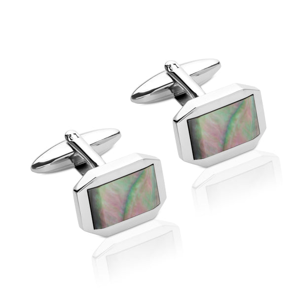 Stainless Steel Cufflinks with Mother of Pearl - QC285