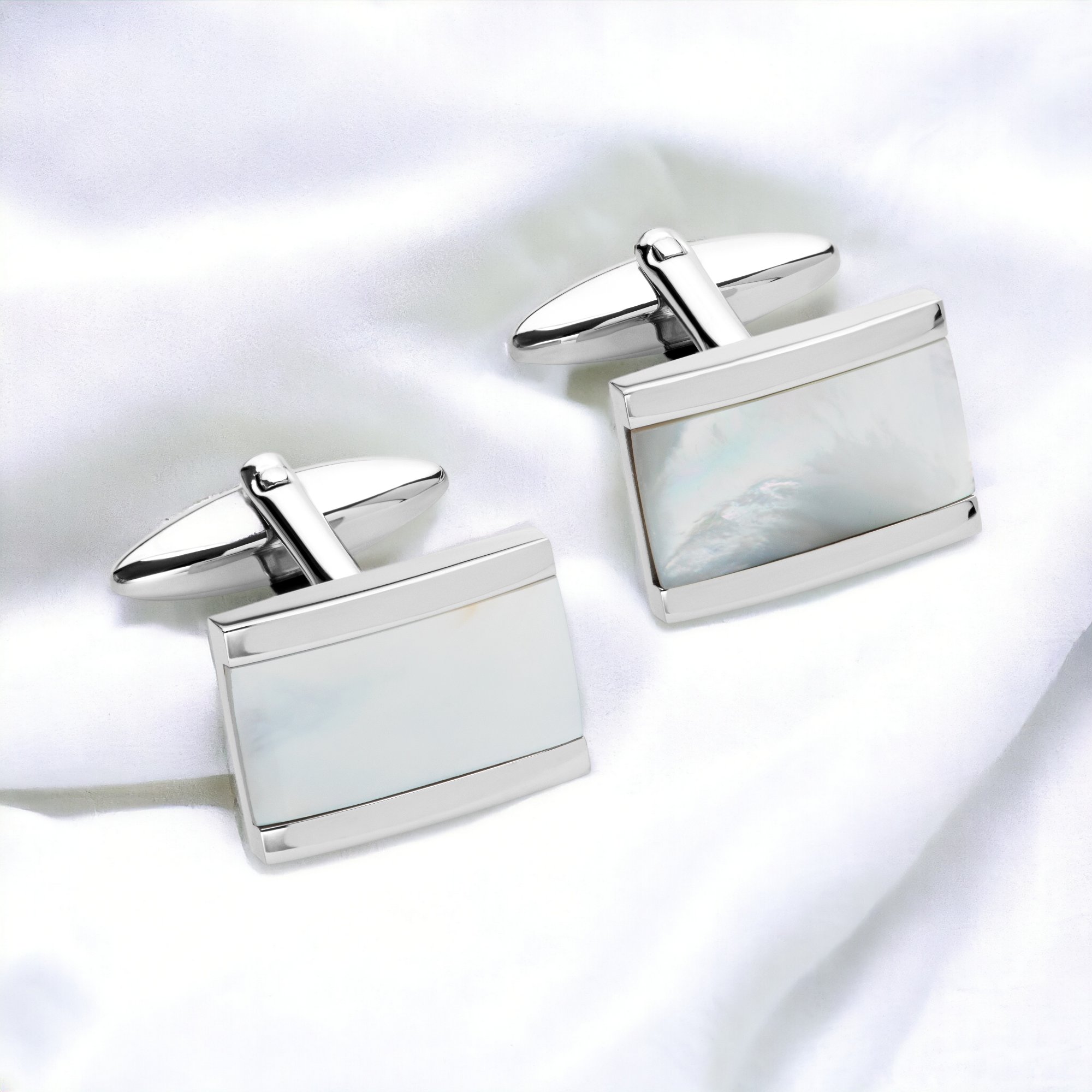 Stainless Steel Cufflinks with Mother of Pearl - QC288