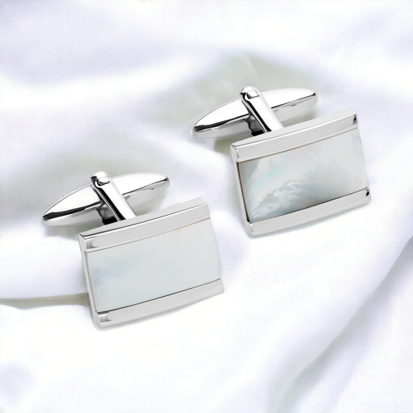 Stainless Steel Cufflinks with Mother of Pearl - QC288