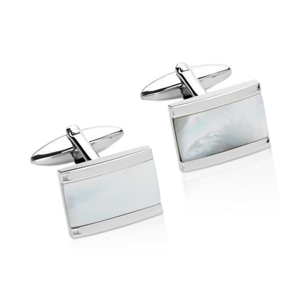 Stainless Steel Cufflinks with Mother of Pearl - QC288