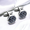 Stainless Steel Cufflinks with Blue and Black IP Plating - QC291