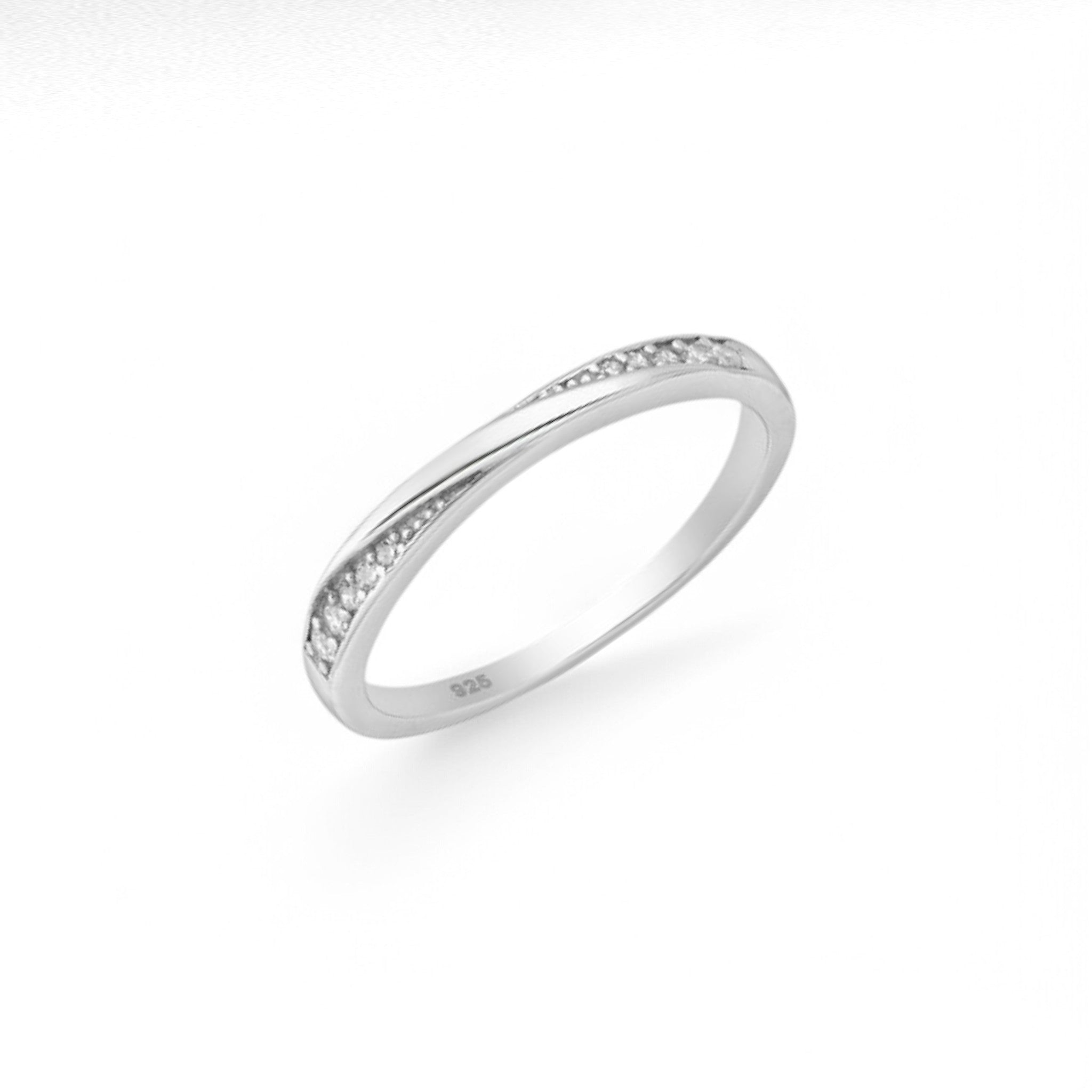 Sterling Silver Ring Decorated with CZ Diamonds