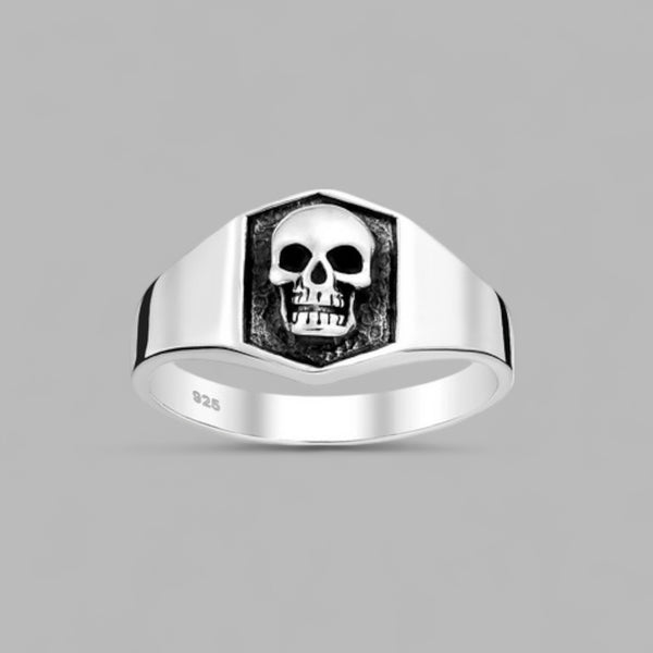 Sterling Silver Oxidized Skull Ring