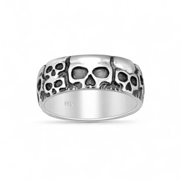 Sterling Silver Oxidized Skull Ring