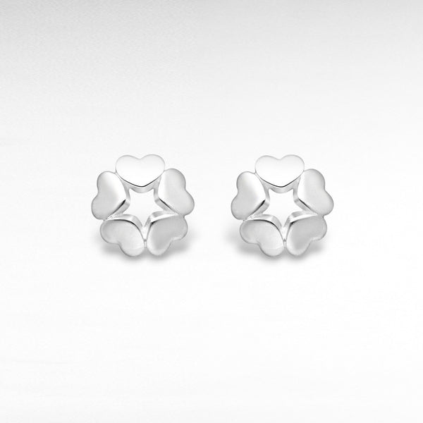 Sterling Silver Stud-Back Heart Earrings