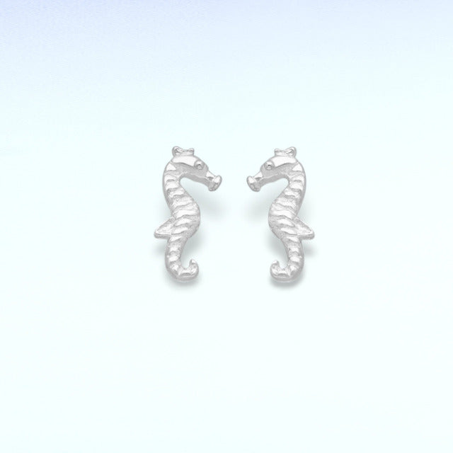 Sterling Silver Seahorse Stud-Back Earrings