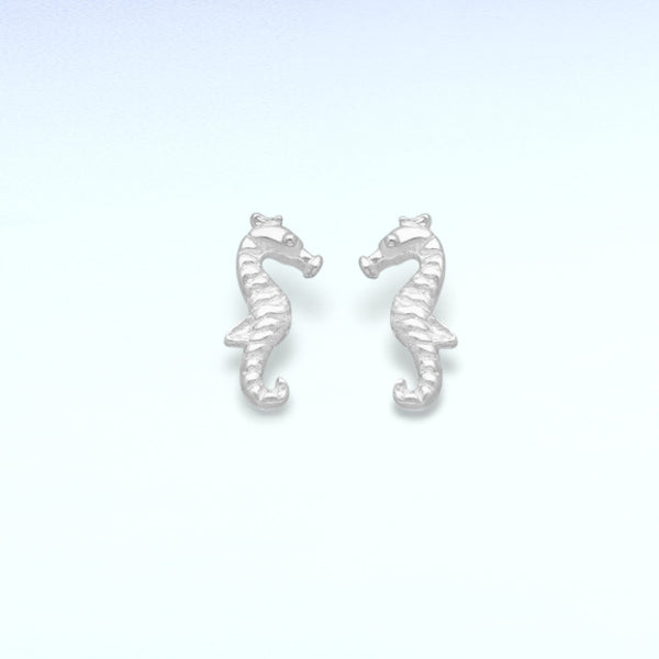 Sterling Silver Seahorse Stud-Back Earrings