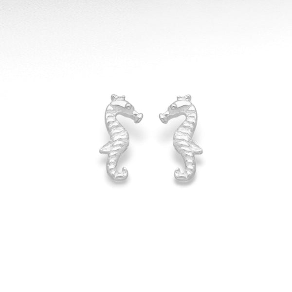 Sterling Silver Seahorse Stud-Back Earrings