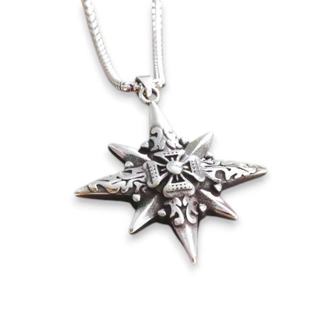Eight Pointed Star Cross Pendant Necklace