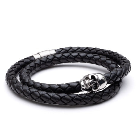 Leather Skull Wrap Tribal Bracelet