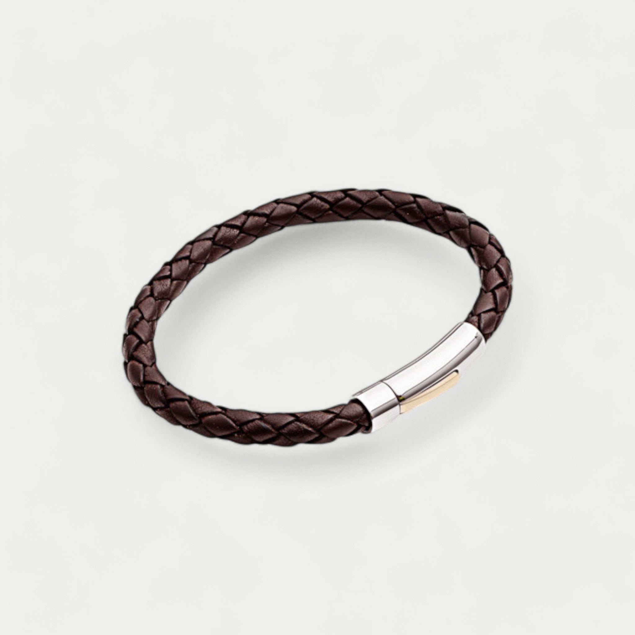 Tribal Brown Leather Bracelet with Silver Clasp