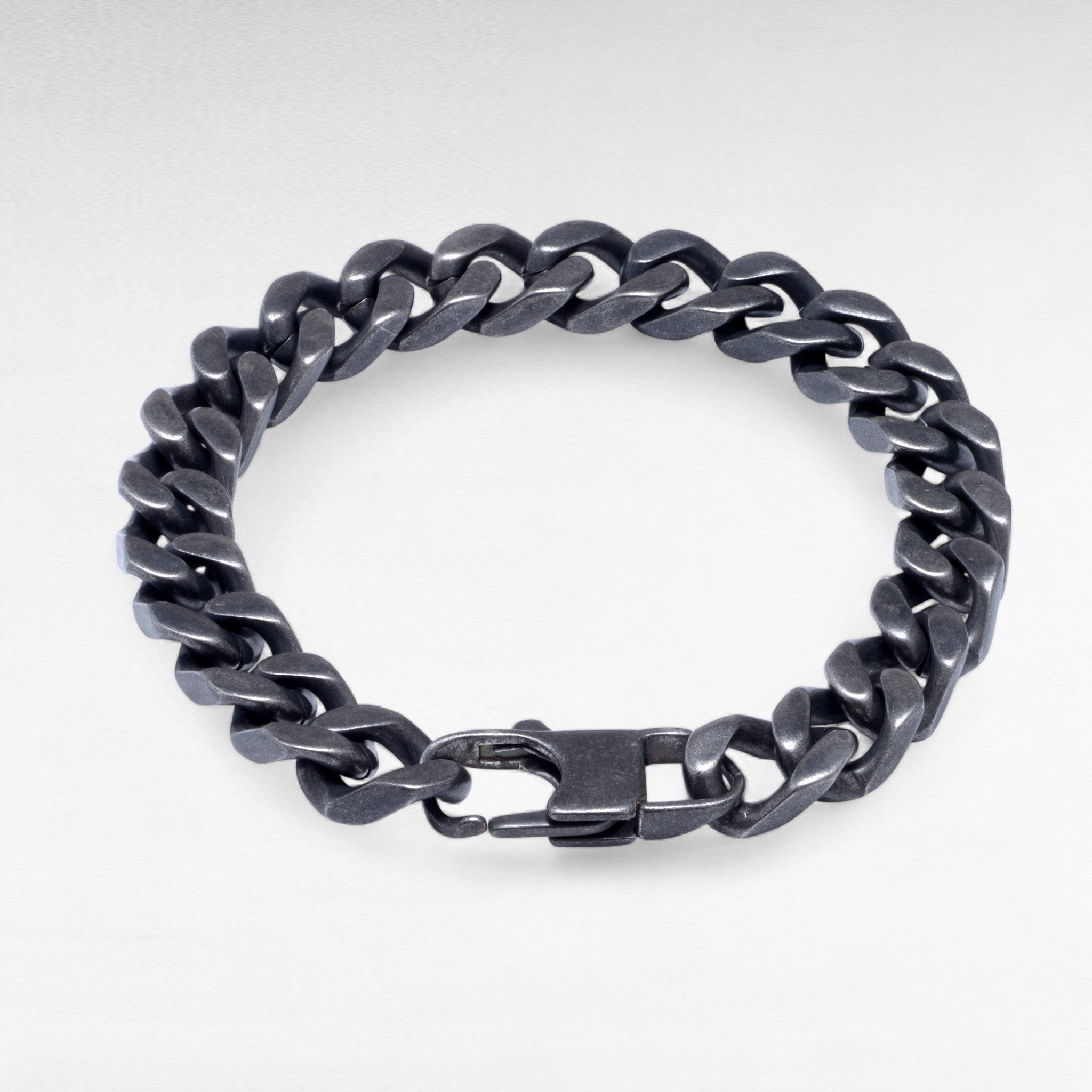 Oxidised Stainless Steel Curb Chain Bracelet